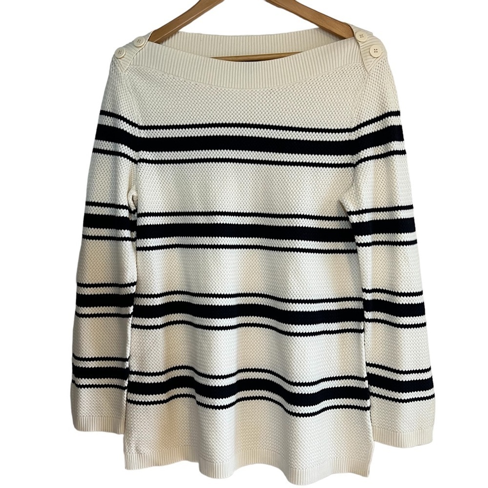 Talbots long sleeve striped boat neck sweater size L excellent condition